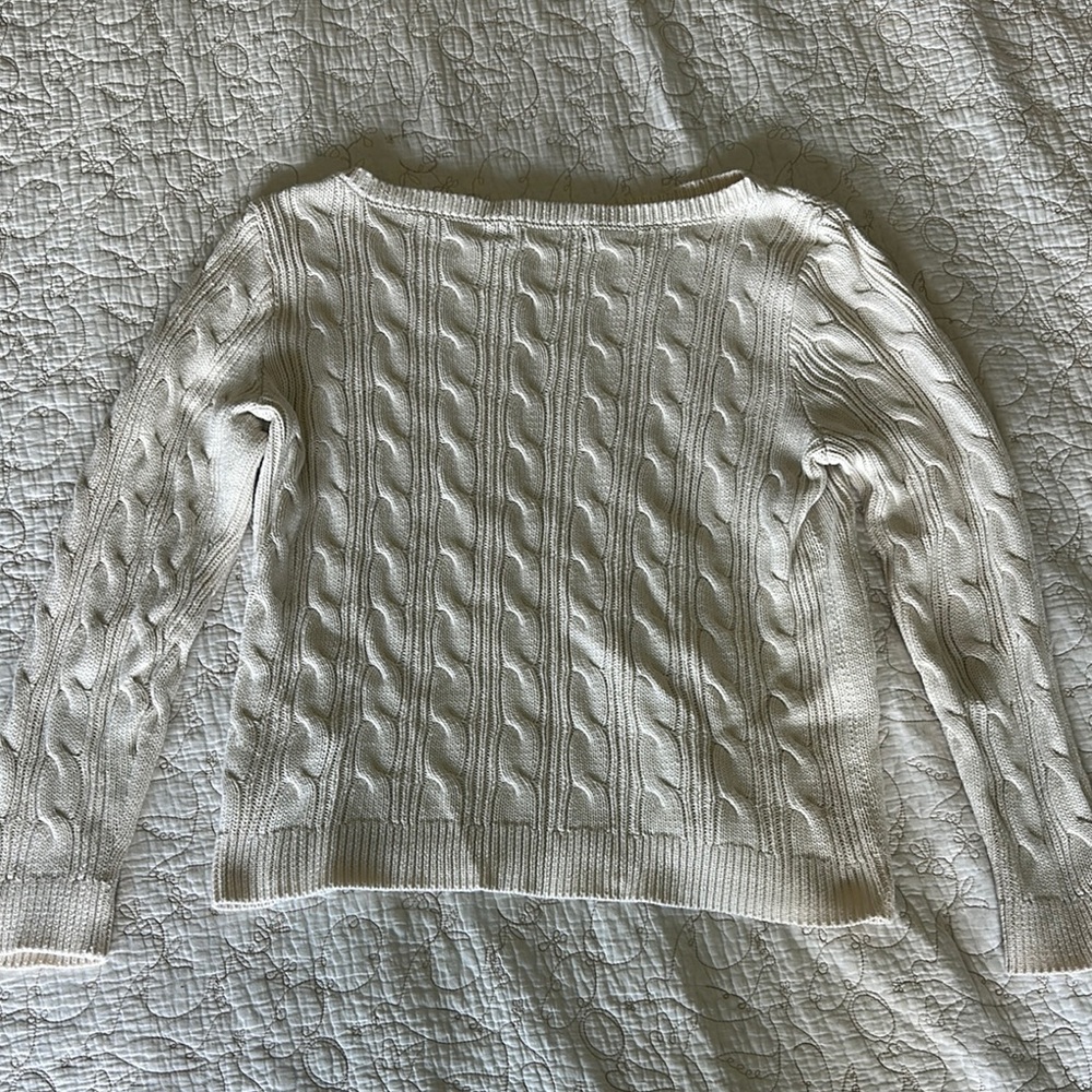Ralph Lauren Cream Cable Knit Crew Neck Sweater